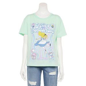 Disney Alice In Wonderland Juniors Tee Crewneck T-Shirt Cheshire Cat NWT